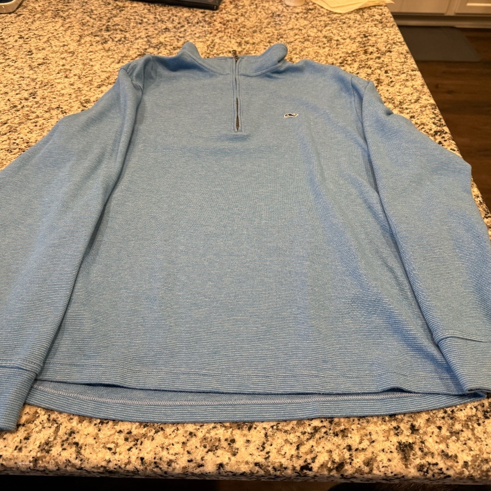 Vineyard Vines Men's Saltwater Quarter Zip Pullover Light Blue - Medium
